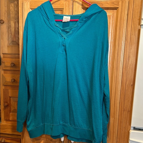 Just My Size Tops - Just My Size hooded lightweight long sleeve sweatshirt. Pretty teal color. 3X